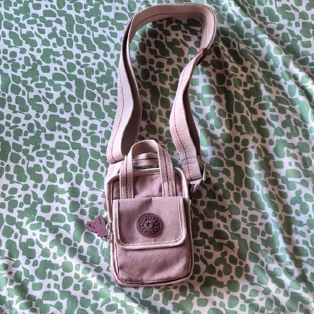 Kipling Rose/ Burgundy Crossbody Bag with Adjustable Strap